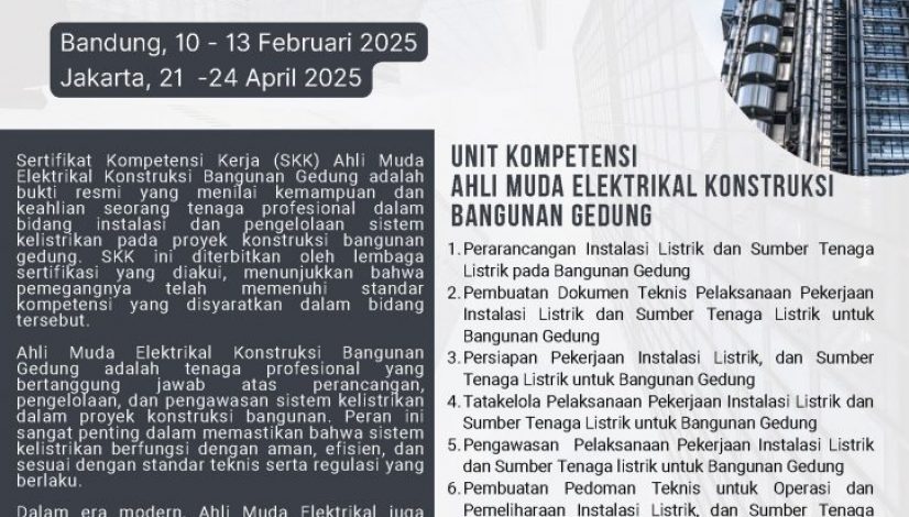 AHLI MUDA ELEKTRIKAL KONSTRUKSI BANGUNAN GEDUNG (JENJANG 7)